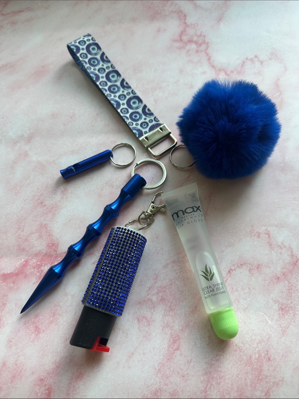 Blue Evil Eye Self Defense Keychain